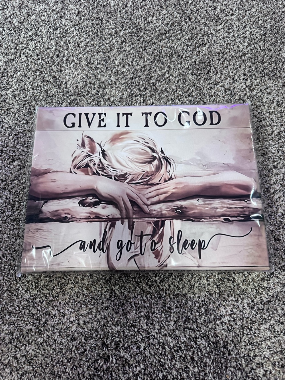 Give It To God Wall Art - Neutral Pink Beige Inspirational Sign